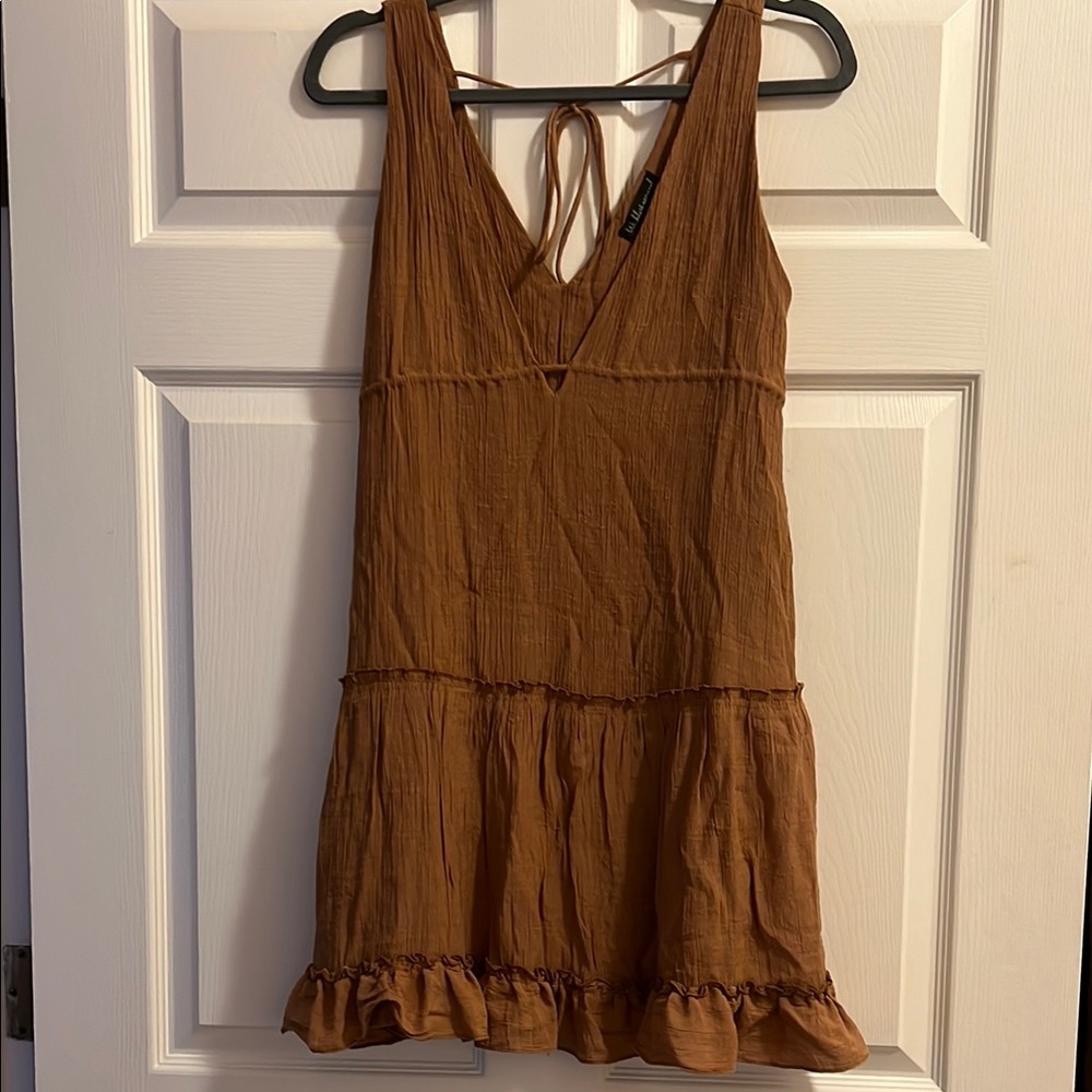 Brown Sleeveless Tiered Dress